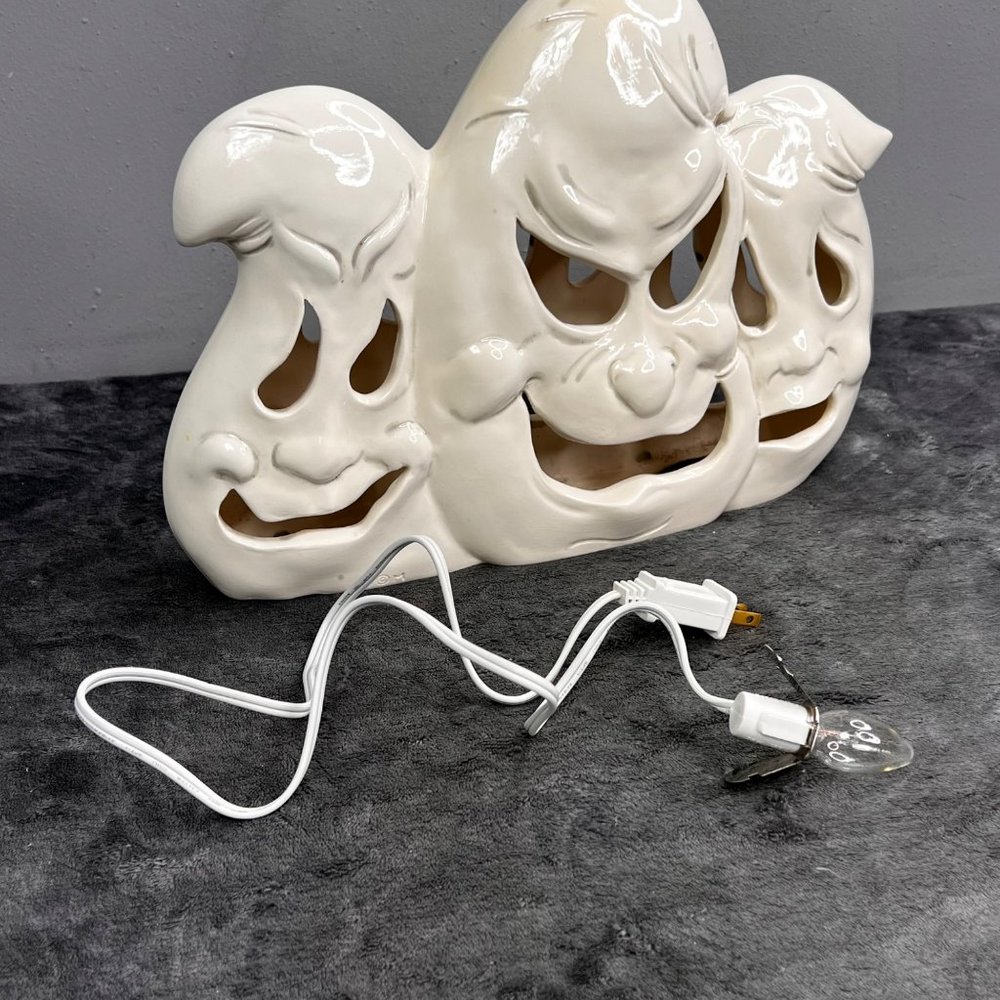 Vintage Halloween Ghost Lighted Decoration Holland Mold Trio Ceramic Figurine - Picture 13 of 15